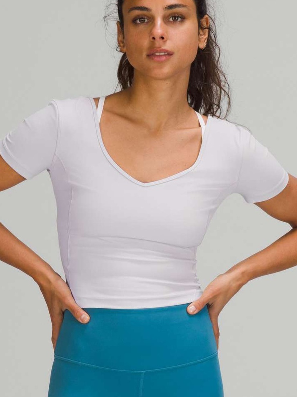 Lululemon White V-Neck Align Short Sleeve Tee Small